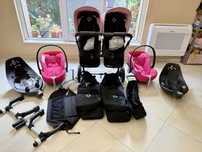 Количка за близнаци Bugaboo Donkey 3 + столчета и бази Cybex