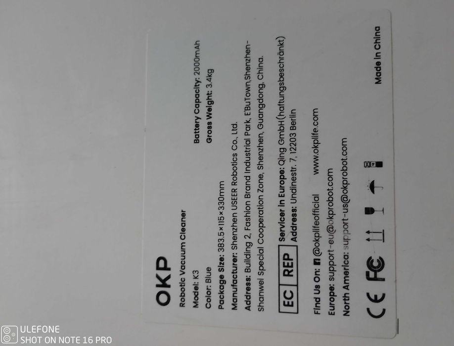 Aspirator Robot OKP K3 2000Pa baterie 100min Nou Sigilat