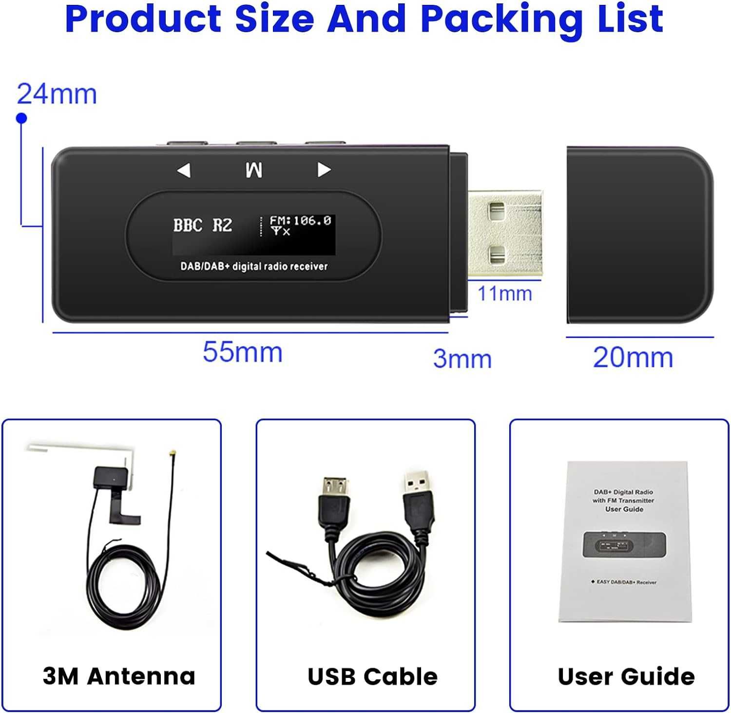 DAB/DAB+ Receptor universal cu redirecționare audio FM USB radio auto