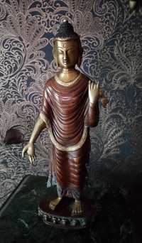 Sculptura,statueta din bronz masiv Buddha,piesa cu o lucrătură de o fo