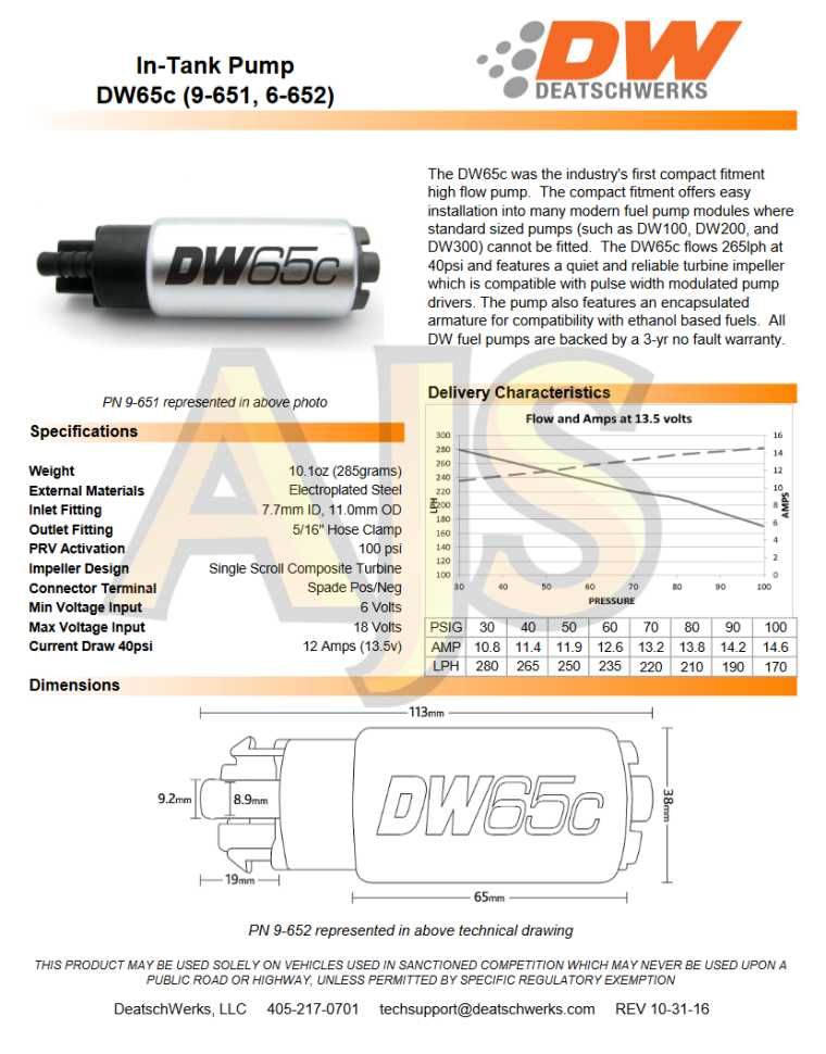 DeatschWerks насос топливный 265л\ч Subaru DW65 (серия: компакт)