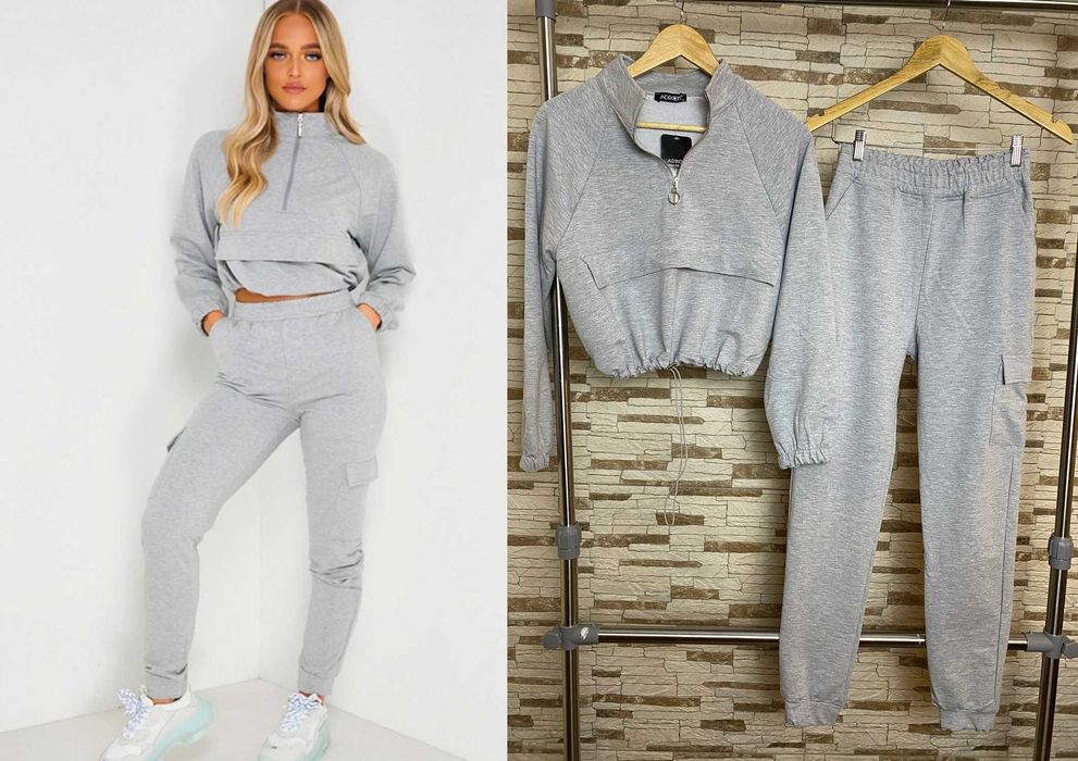 Trening - pantaloni talie inalta + bluza cu fermoar - MARIMI: M, L, XL