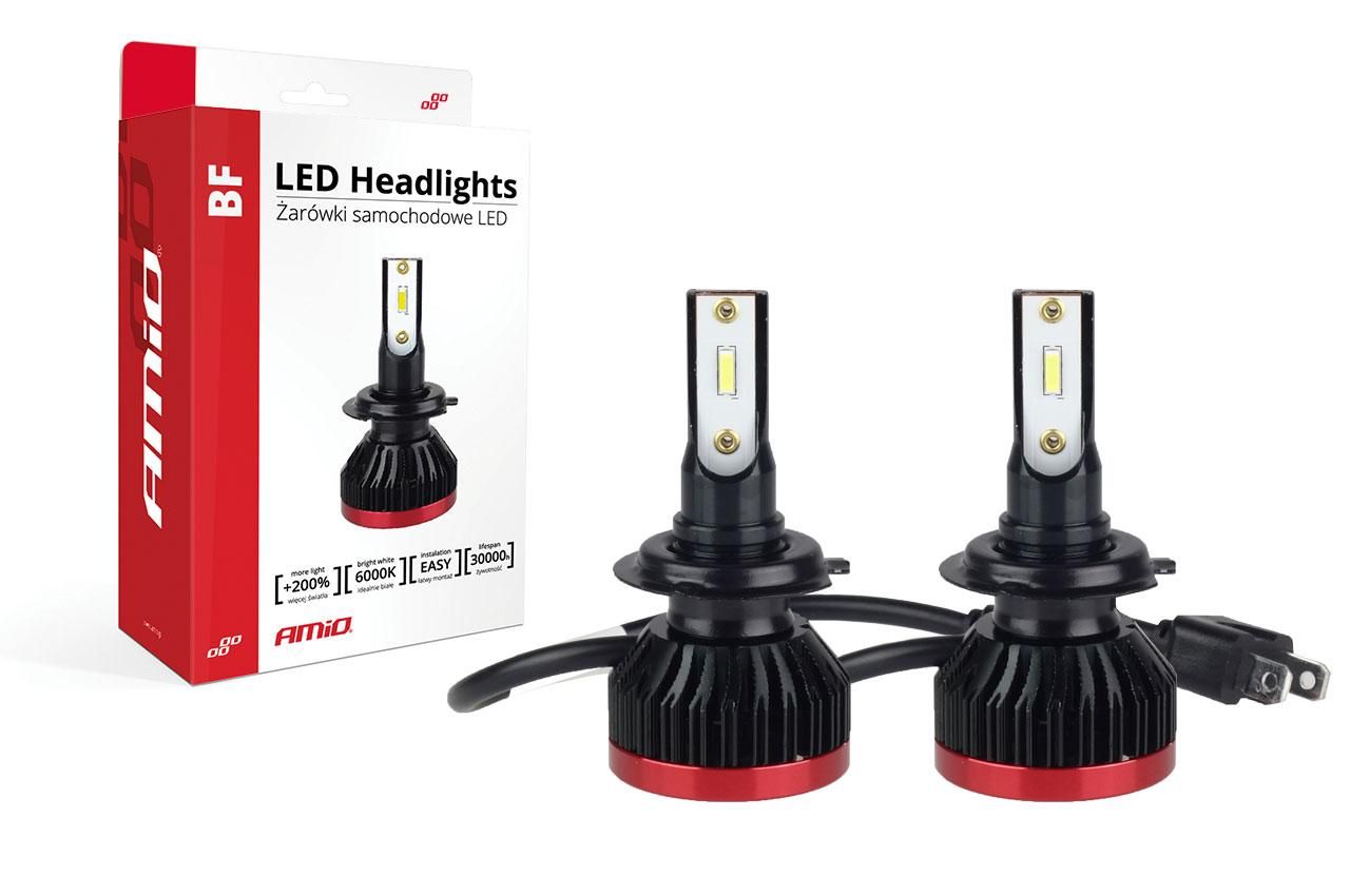 комплект led лед диодни крушки за фар amio h7 bf mini - 50w. 6200 ...