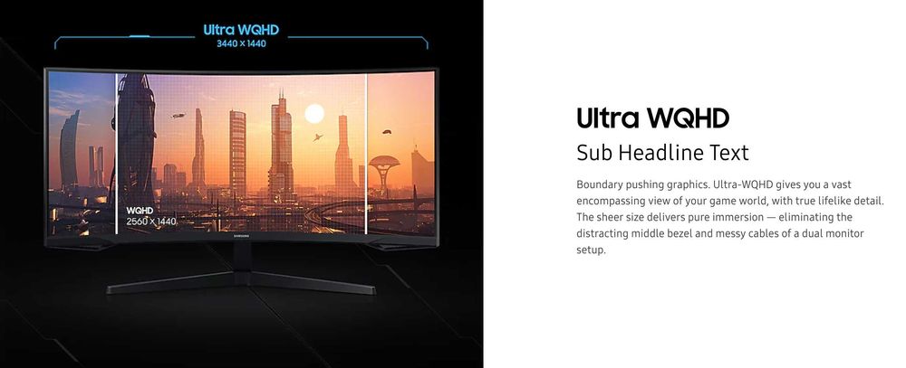 Curved Game монитор Samsung Odyssey G5 34 (Ultra-WQHD, 165Hz,FreeSync)