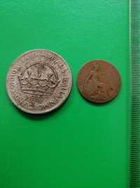2 monede Anglia, one crown si half penny, 1937 si 1921