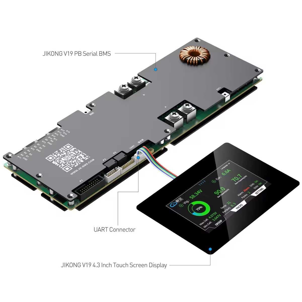 JK BMS 200A JK-PB2A16S20P 4.3 LCD active balance equalizer LiFePO4 БМС