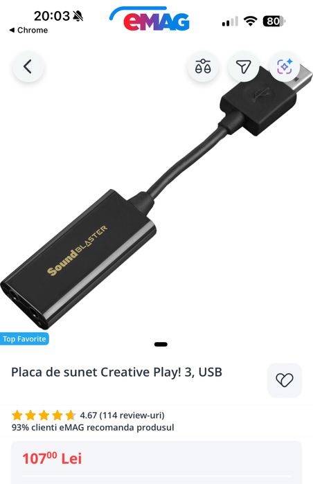 Placa de sunet Creative Play! 3, USB