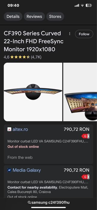 Monitor Samsung curbat