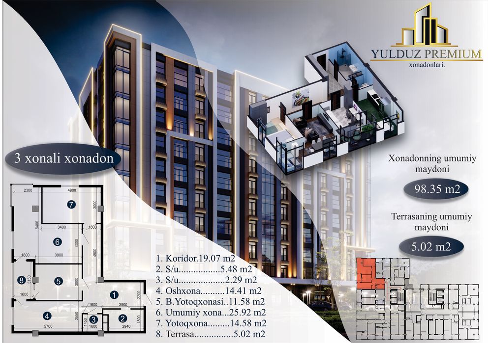 Ilk bor chirchiqda premium honadonlar