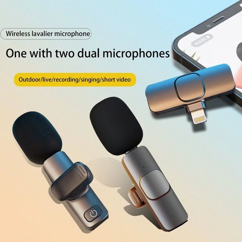Беспроводной петличный 2 микрофон для iPhone портативный блютуз