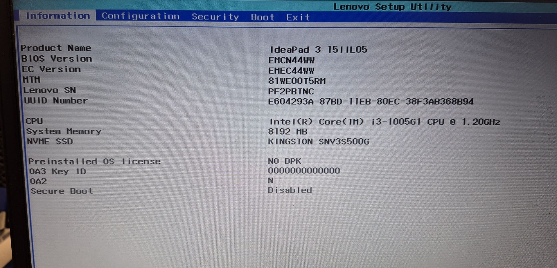Laptop Lenovo IdeaPad 3