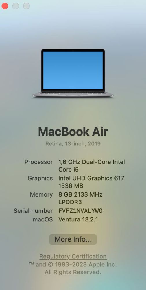 MacBook Air retina 2019 8/128
