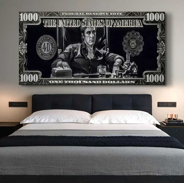 Tablou Canvas Tony Montana Scarface Dollar – 80x40 cm, landscape
