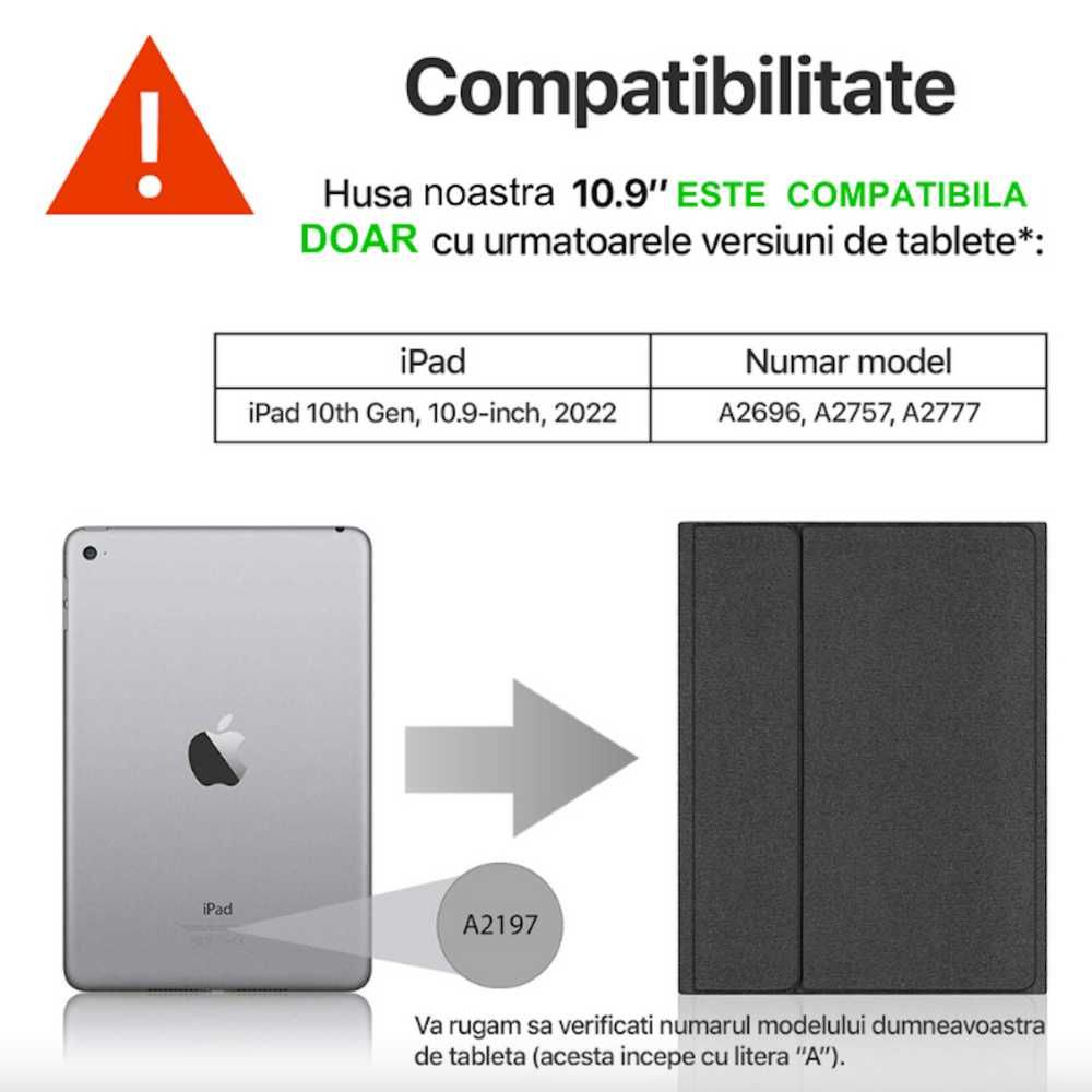 Husa cu Tastatura compatibila Apple iPad Air 4 2020/Air 5 2022, 10.9"