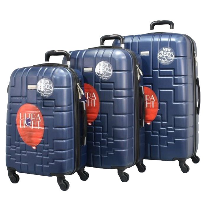 пътнически куфар комплект 3бр 100% ABS удароустойчив лек 4 колела 360°