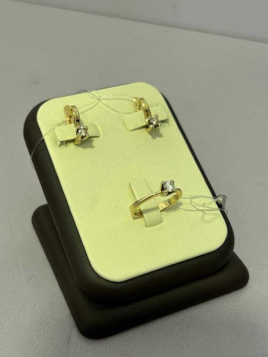 Золотой бриллиантовый комплект 0,4мм, 585 / СА