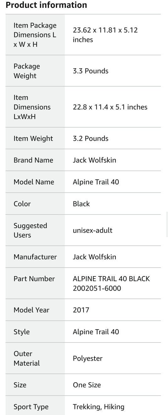 Jack Wolfskin Alpine Trail 40 раница за трекинг и алпинизъм