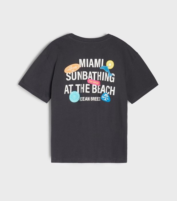 Нова дамска тениска с принт памук Sinsay размер XXS