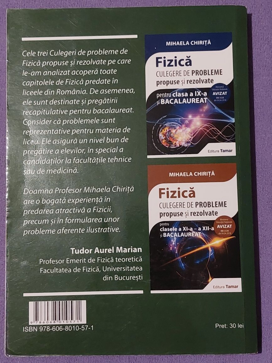 Culegere de probleme FIZICA editura Tamar, clasele a IX-a si a X-a