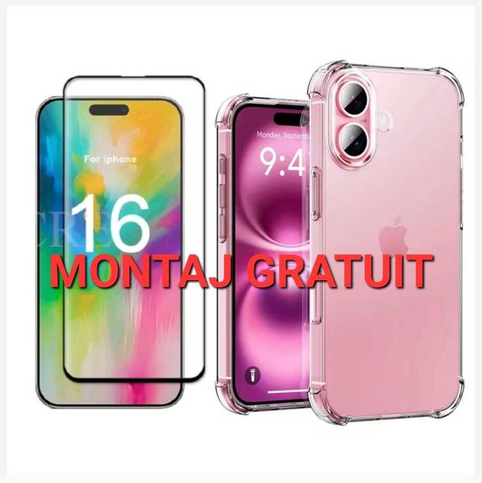 Set Folie Sticla Full + Husa AntiSoc iPhone 12 13 14 15 16 17 Pro Max