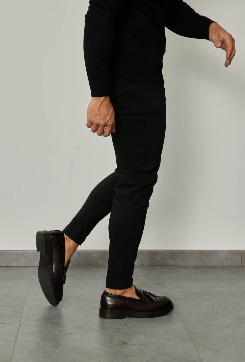 Pantaloni casual negri super-slim fit