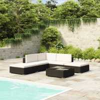 Set mobilier Canapea/Coltar gradina/terasa cu perne 6 piese si masa