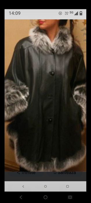 Haina piele cu vulpe argintie