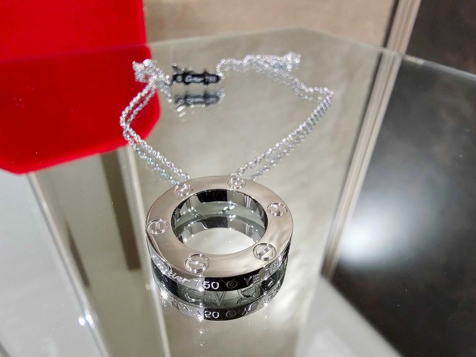 CARTIER Love White Gold Large Pendant Дамскo Колие