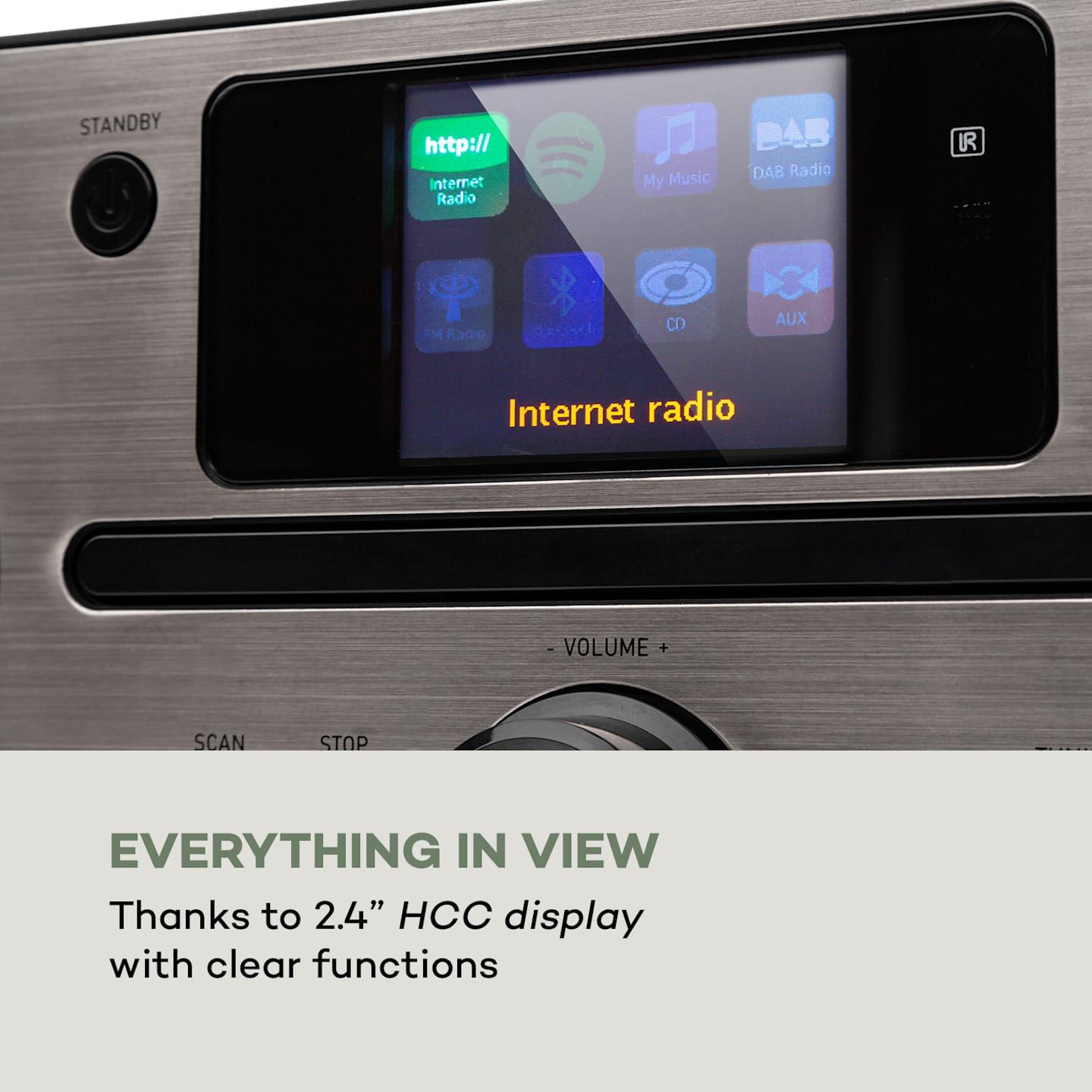 Компактна аудио система, интернет/DAB+ a UKW-радио, CD-плейър, bluetoo