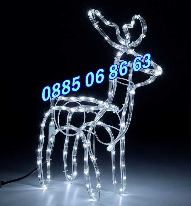 Коледен светещ елен, коледна украса, синя светлина