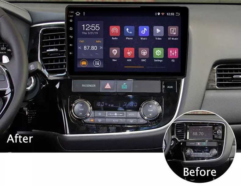 Navigatie Android 14 Mitsubishi Outlander 3 1/8 Gb Waze CarPlay CAMERA
