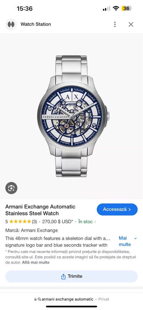 Ceas barbatesc Armani Exchange automatic