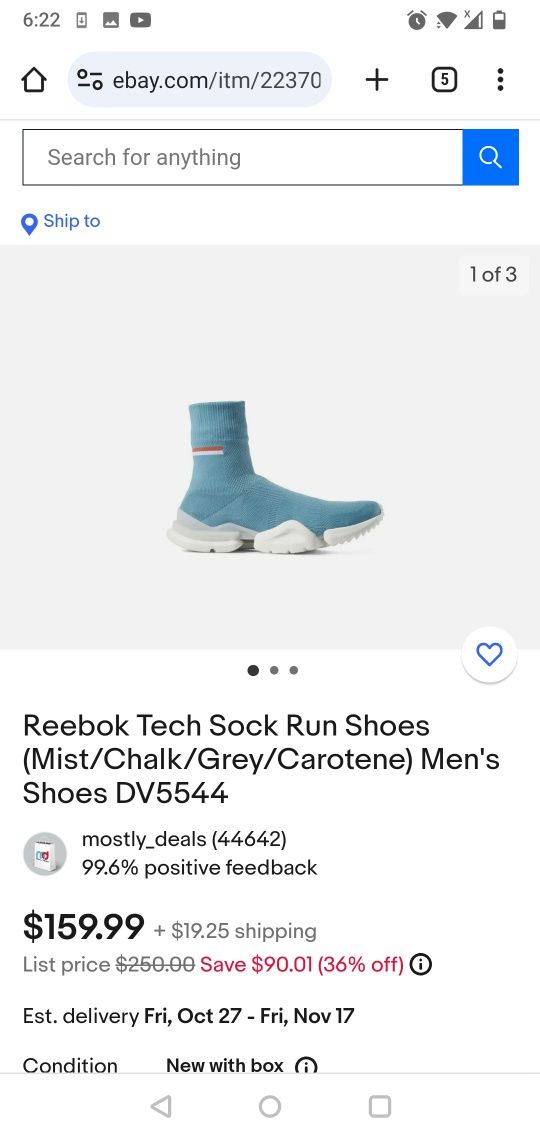 Reebok Tech Sock Run 41 номер