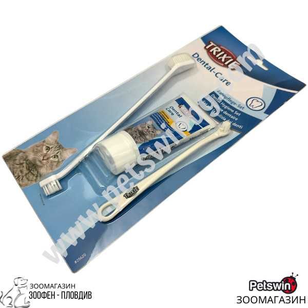 Дентален Комплект за Устна Хигиена- Коте- Паста за Зъби и Четки-Trixie