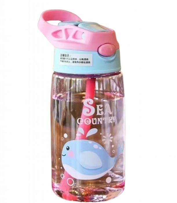 Детска бутилка за вода със сламка 480 мл.