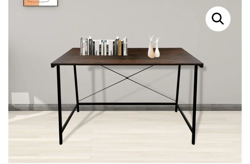 Бюро или маса за лаптоп - индустриална винтидж черен метал, кафяво дър