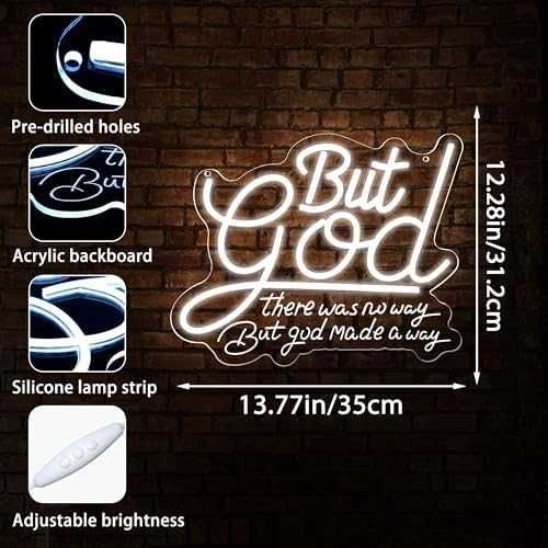 Нов знак But God LED неонова табела за стена USB регулируема светлина