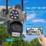 WiFi безжична IP камера с 3 обектива, iCSee, микрофон, проследяване