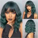 EASIHAIR SS170-1. Зелена вълниста синтетична перука с бретон