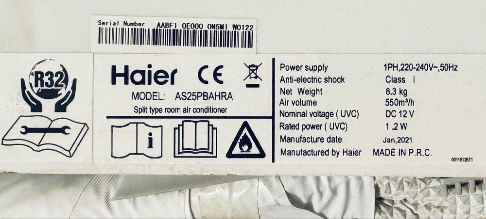 Aer conditioner Haier + wi-fi + uv | 25m |unitate interioară