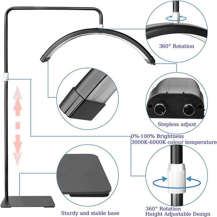 Lampa led semiluna, Moon Light, 28 inch, 50w -Alba/Neagra