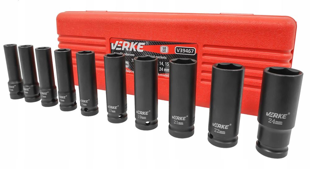 Set chei tubulare impact lungi ½ 10 piese 10-24mm (V39467)