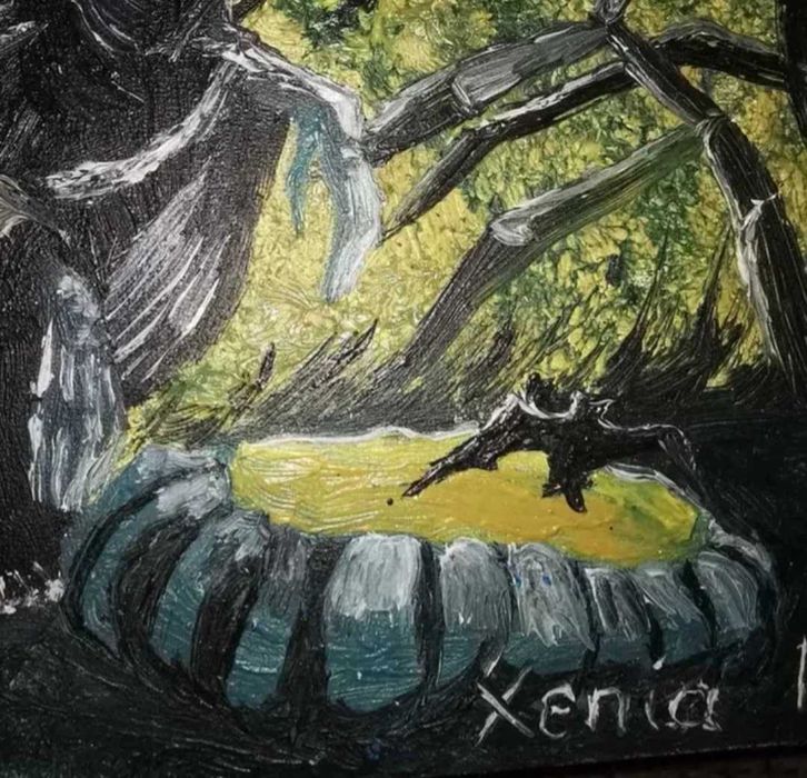 Tablou original ulei pe lemn, Autumnia, de Halloween