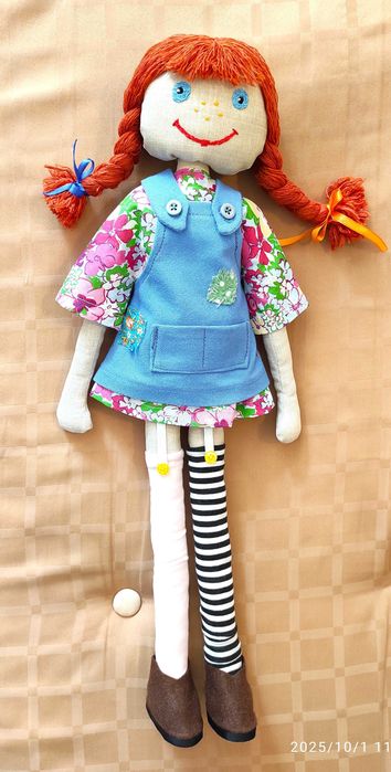 Кукла Пипи Дълъг чорап. Ръчна изработка.