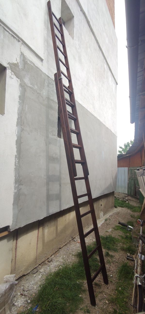 Scara dubla vintage din lemn de stejar 3,5 m×2