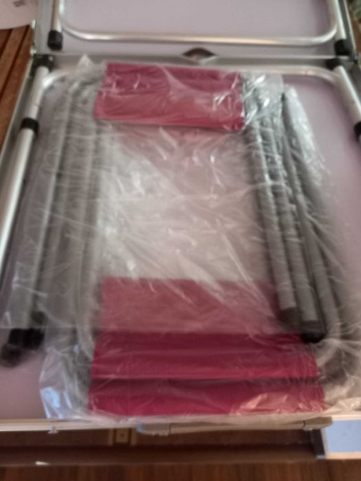 Masa plianta aluminiu, 4 scaune.  Produs nou!