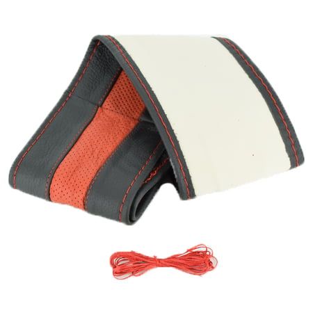 Husa volan piele cu ac si ata rosie, marimea M. ERK