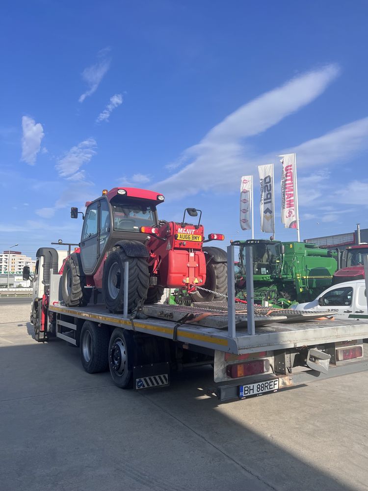 Camion Trailer cu Macara Transport Utilaje~Marfa~Agabaritic