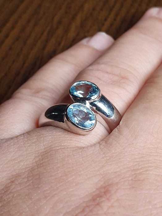 Inel unicat “You and Me” aur masiv cu aquamarin acvmarin natural