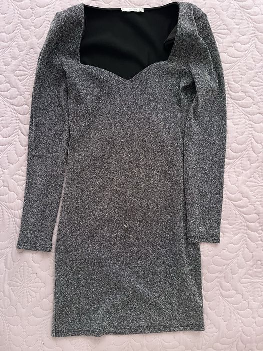 Сребриста парти рокля